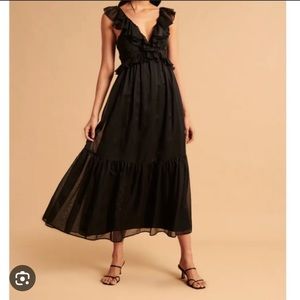 A&F Black Dress Ruffle Maxi